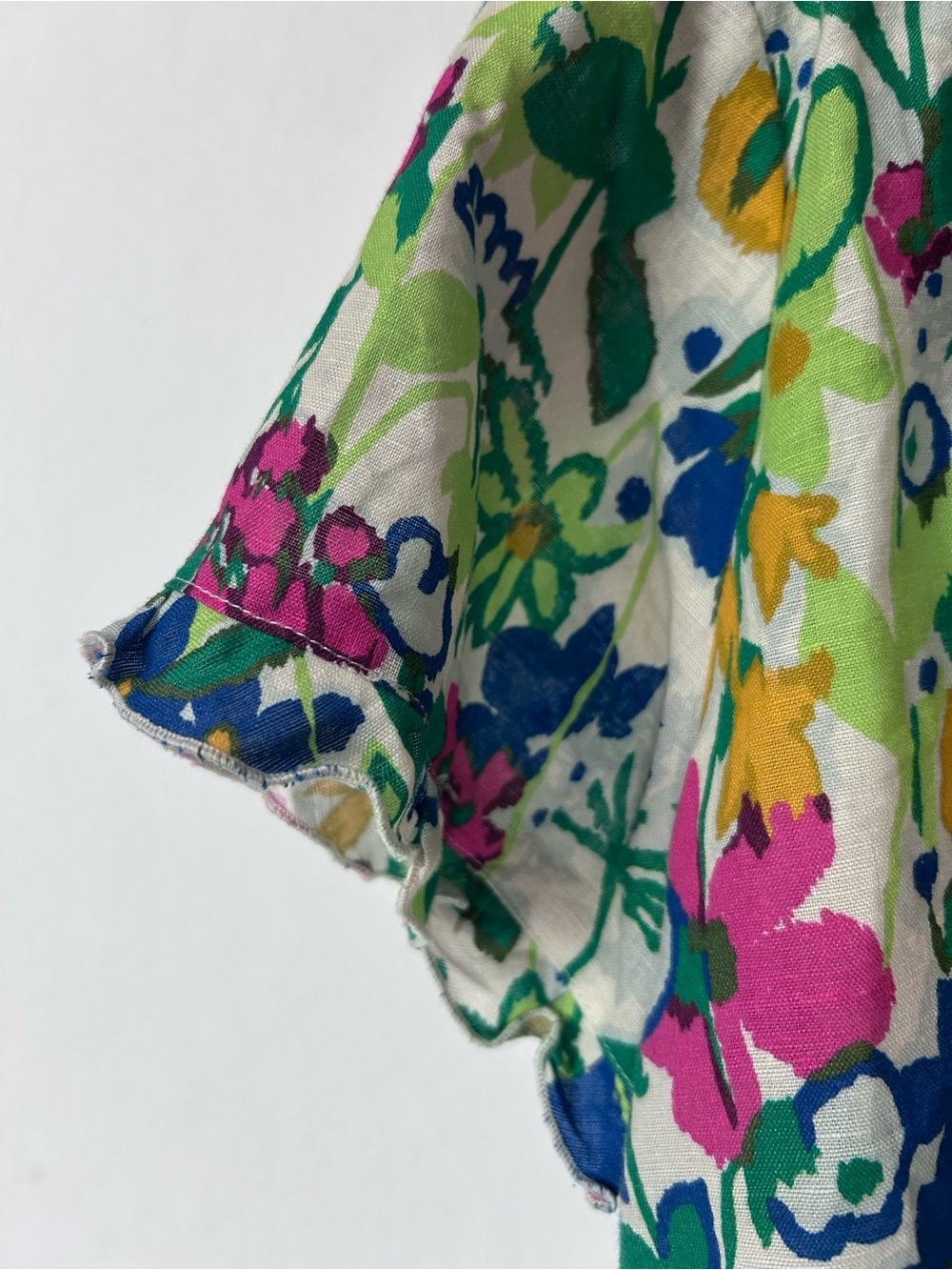 Elliott Lauren Bright Floral Short Sleeve Blouse - Green, Pink, Blue, Yellow - Picture 4 of 8